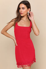 Feel the Sunshine Red Tassel Mini Dress