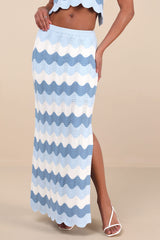 Sandro Blue Multi Crochet Maxi Skirt