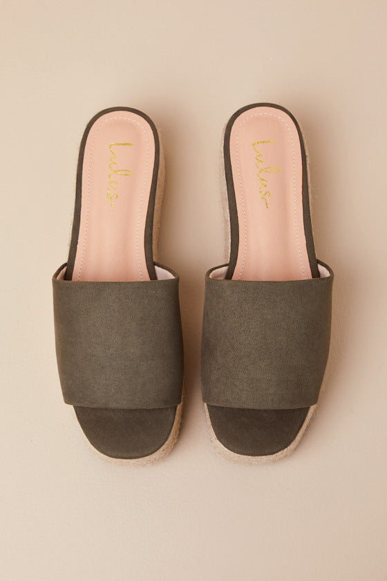 O'Ahu 2 Green Suede Espadrille Platforms