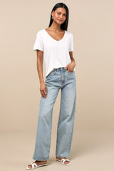 Adyn Ivory V-Neck Short Sleeve Tee