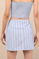 Solana Blue Striped High-Rise Mini Skirt