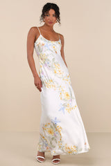 Donna Ivory Floral Sleeveless Slip Maxi Dress
