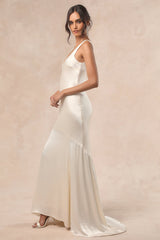 Love All of Me Champagne Satin Maxi Dress