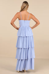 Olimpia Light Blue Ruffled Tiered Maxi Dress
