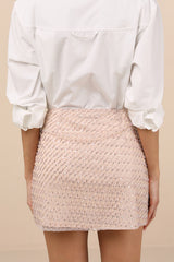 Idalia Blush Sequin High-Rise Mini Skirt