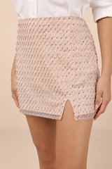 Idalia Blush Sequin High-Rise Mini Skirt