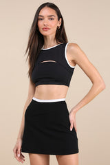 Hailey Black and White Ribbed Mini Skirt