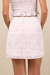Haddie Light Pink Embroidered High-Rise Mini Skirt
