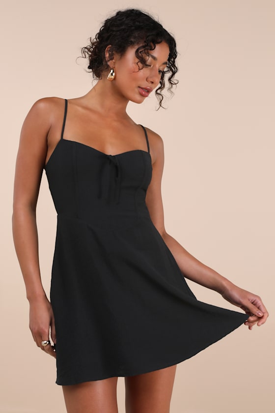 Diora Black Sleeveless Mini Dress
