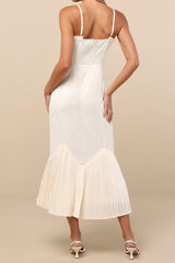 Channa Ivory Pleated Hem Midi Dress