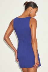 Lavonne Royal Blue Sleeveless Boat Neck Mini Dress