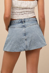Simona Light Wash Denim Mini Skirt