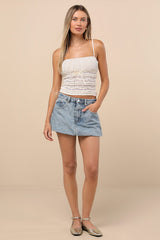 Simona Light Wash Denim Mini Skirt