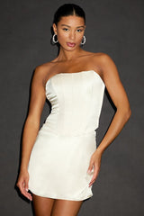 Paget Cream Satin Bustier Two-Piece Mini Dress