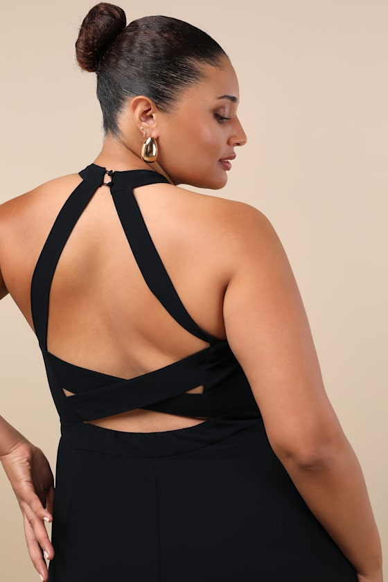 Confidently Charismatic Black Backless Halter Maxi Dress