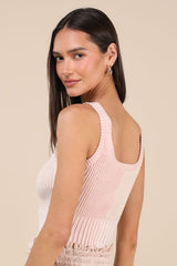 Made to Be Mod Blush Color Block Ribbed Cropped Tank Top