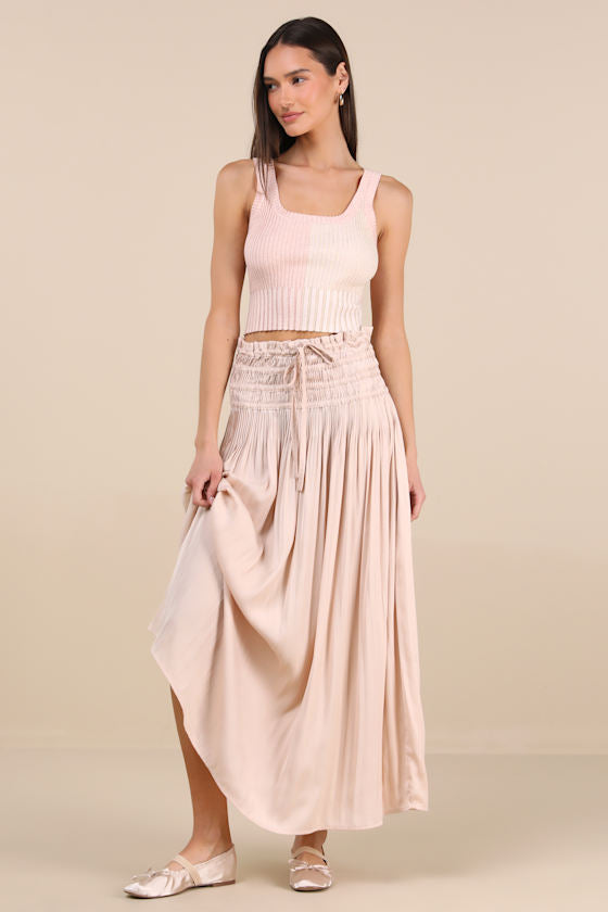 Made to Be Mod Blush Color Block Ribbed Cropped Tank Top