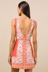 Silvana Red Multi Floral Knot-Front Mini Dress