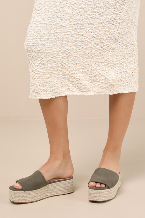 O'Ahu 2 Green Suede Espadrille Platforms