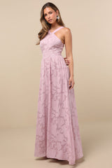 Love and Beyond Mauve Pink Burnout Floral Maxi Dress