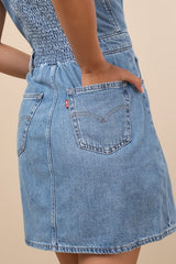 Iconic Medium Wash Denim Button-Up Mini Dress