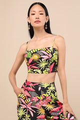 Matira Black Multi Tropical Print Cami Top