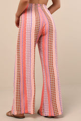 Split Spirit Multi Boho Print Wide-Leg Slit-Front Pants