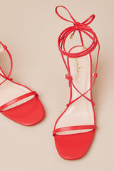Aribaa Red Lace-Up High Heel Sandals