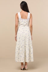 Bianka Ivory Floral Ruffled Tiered Midi Dress