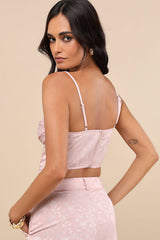 Karee Blush Pink Satin Asymmetrical Bustier Top