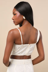 Karee Ivory Satin Asymmetrical Bustier Top
