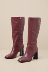 Reelee Oxblood Square Toe Knee-High Boots