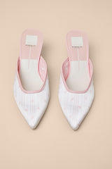Cleo Pink Floral Satin Pointed-Toe Kitten Heel Pumps