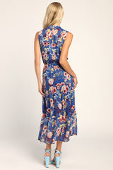 In My Dreams Blue Floral Print Midi Dress