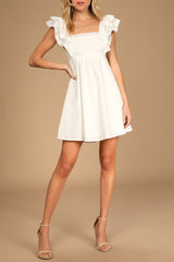 Marvelous Time White Ruffled Mini Dress