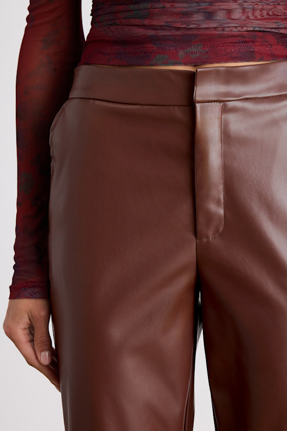 Open Minded Brown Vegan Leather Pants