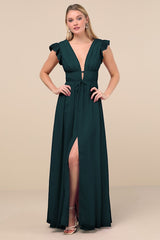 I'm All Yours Emerald Green Ruffled Maxi Dress