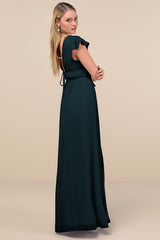 I'm All Yours Emerald Green Ruffled Maxi Dress