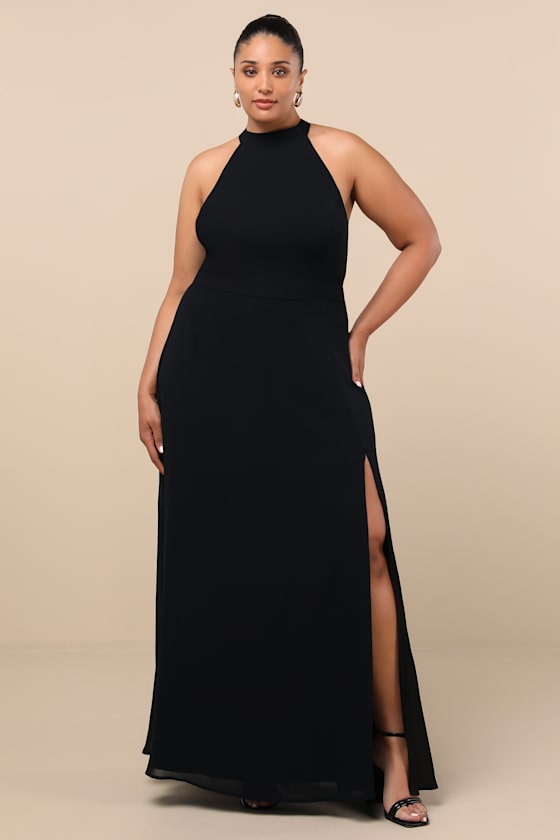Glamorous Disposition Black Ruched Maxi Dress