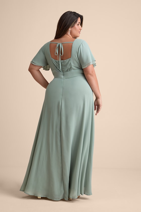 Promise Of Love Sage Brush Flutter Sleeve Maxi Dress