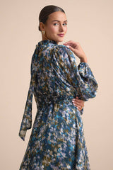 Andie Blue Multi Abstract Floral Mock Neck Mini Dress
