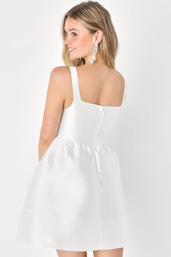 Bubbly Love White Taffeta Corset Mini Dress