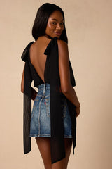 Leonie Black Tie-Strap Bodysuit