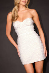 Anora White Rosette Bustier Mini Dress