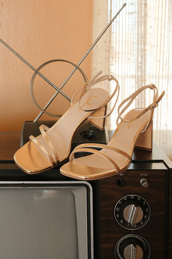 Loxley Gold Ankle Strap High Heel Sandals