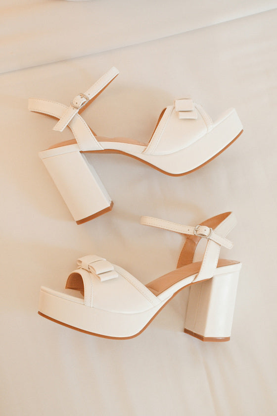Iggy White Platform Ankle Strap High Heel Sandals