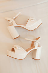 Iggy White Platform Ankle Strap High Heel Sandals