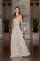 Aubriana Light Brown Multi Abstract Lurex Maxi Dress
