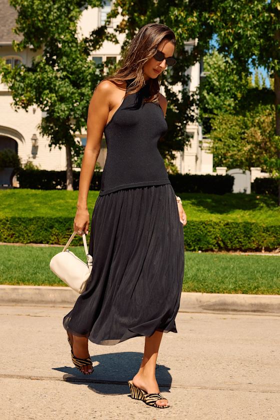 Drusilla Black Drop Waist Midi Dress