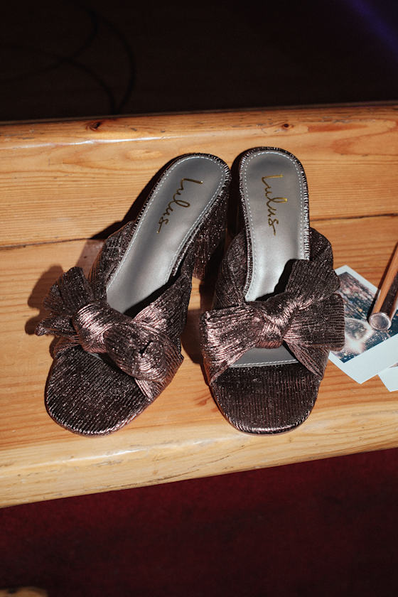 Dorothea Metallic Gunmetal Knotted High Heel Sandals